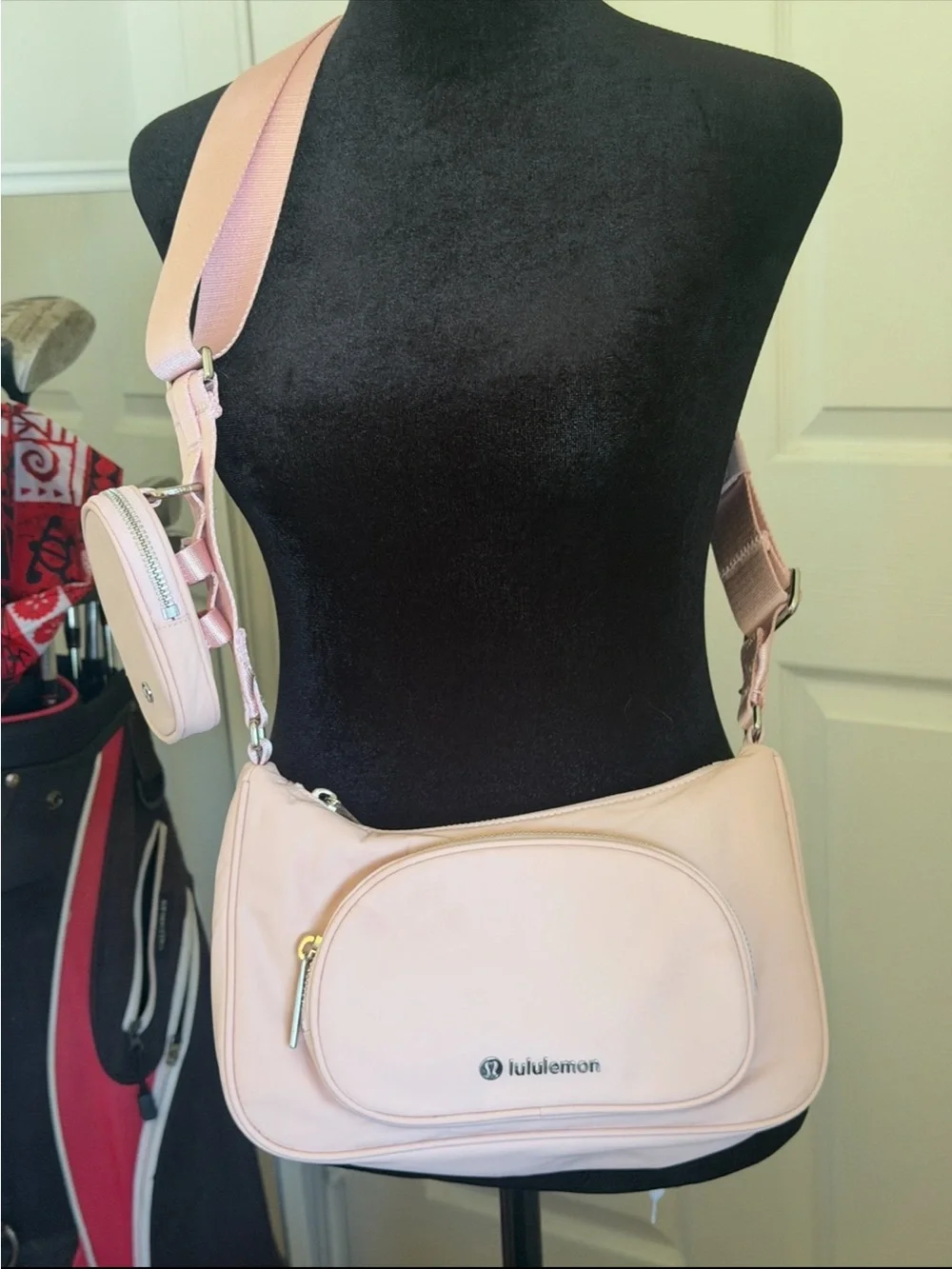 lululemon Pale Pink Crossbody Bag with Mini Strap Pouch & free tote - Picture 2 of 6